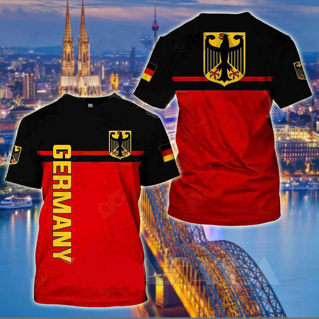 German Men's T-shirt Street Casual Top German Flag Print Oversize Shirts Street Hip Hop Harajuku Vintage Clothes O-neck Pullover