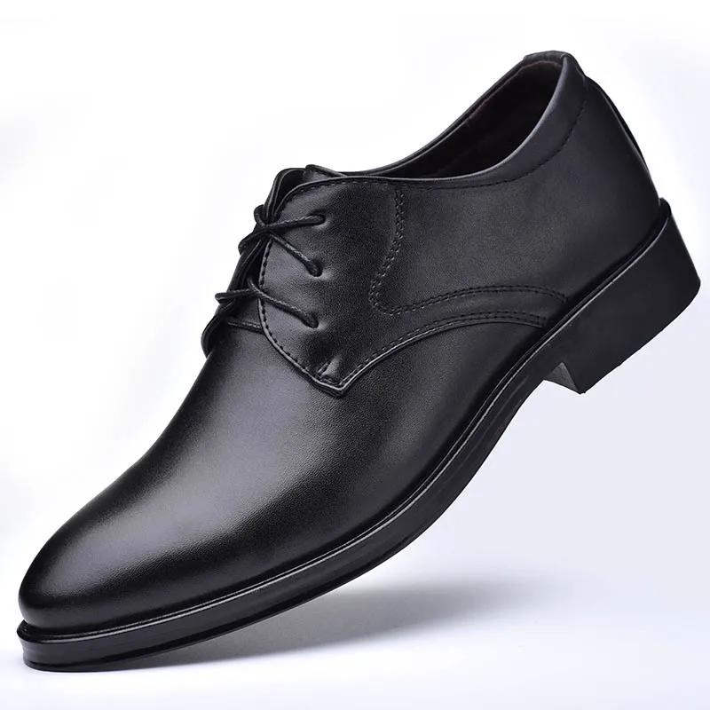 Fashion Plus Size Man Shoes Formal Black Leather Shoes for Men Lace Up Oxfords for Male Wedding Party Office Business Casual Shoe Men