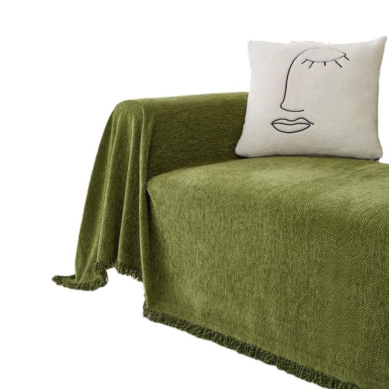 Четыре сезона универсальный синель в елочку сплошной цвет диван полотенце чехол для дивана подушка для гостиной диван полотенце чехол ткань