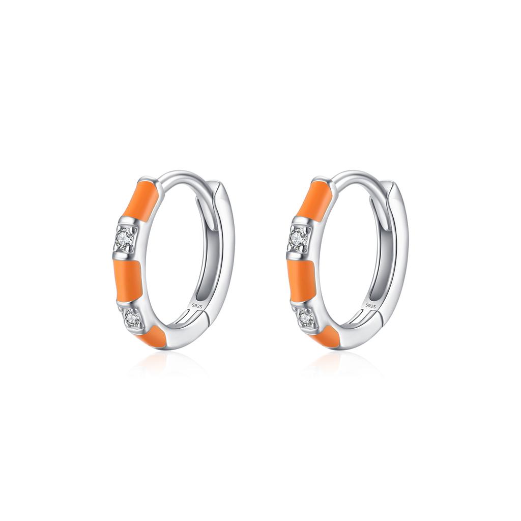 Dazzling Tiny Ear Buckles for Women Fine Jewelry Summer Design 925 Sterling Silver Small Trendy Colorful Enamel Hoop Earrings