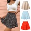 Women's Floral Bustier Chiffon Printed Umbrella Skirt ,Fresh Sweet Invisible Zipper Short Skirt