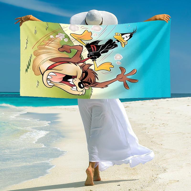 1Pc Taz Daffy Action Beach Towel Microfiber Beach Towel Thin Absorbent For Beach Swimming Yoga Bath Sports 0917102