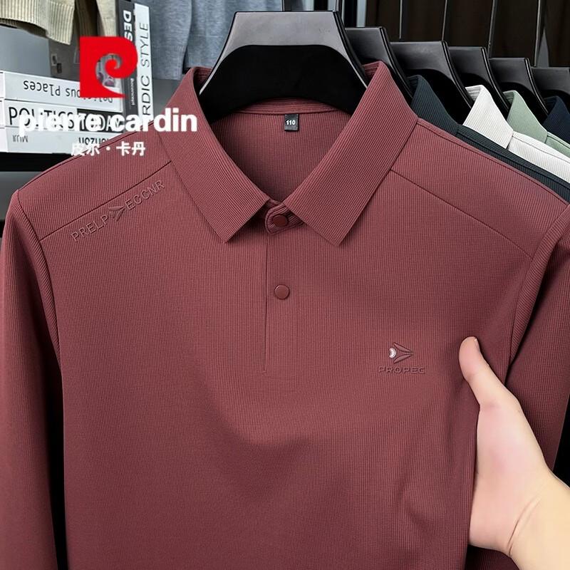 Pierre Cardin Мужская поло-футболка в полоску с длинным рукавом, в стиле business casual