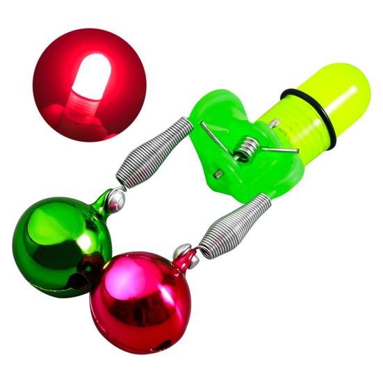 Fishing Rod Bait Alarm Bell with LED Light Dual Ring Bells Fishing Bite