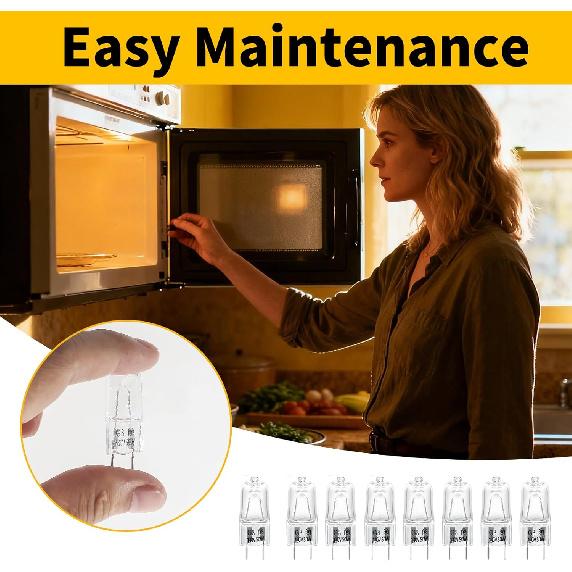 8-Pack 130V 50W Halogen Microwave Oven Light Bulbs, Compatible with GE Microwave Oven Models CVM, DVM, HVM, JNM Series - Replaces WB02X35488,