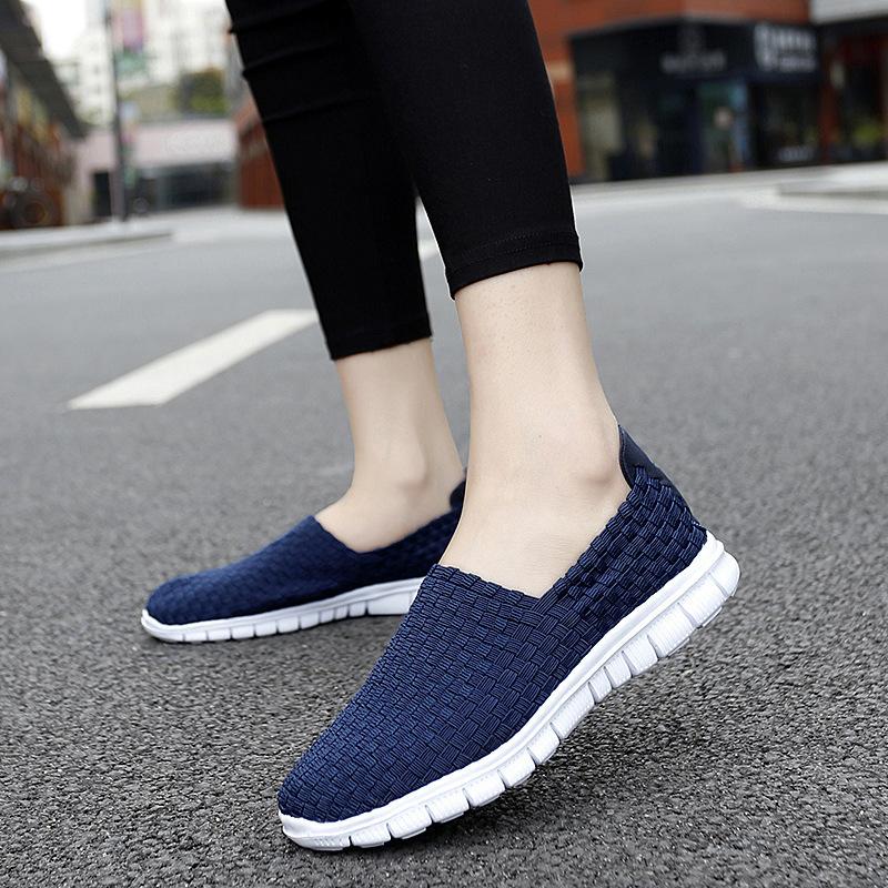 Большой размер дышащая плетеная эластичная лента ручной работы обувь женские одинарные туфли повседневные на плоской подошве повседневная обувь для путешествий женская обувь тренд