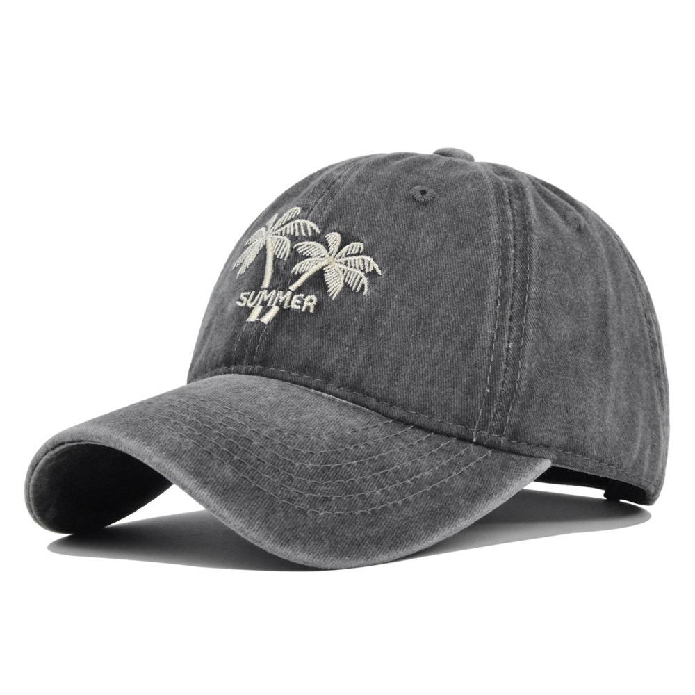 Unisex Washed Cotton Cap Coconut Tree Embroidery Baseball Cap For Men Women Streetwear Dad Hats