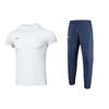 Футболка с коротким рукавом и круглым вырезом, принтом логотипа и однотонные длинные брюки со шнуровкой и средней талией, повседневный спортивный комплект 23500506-100+22500706-408