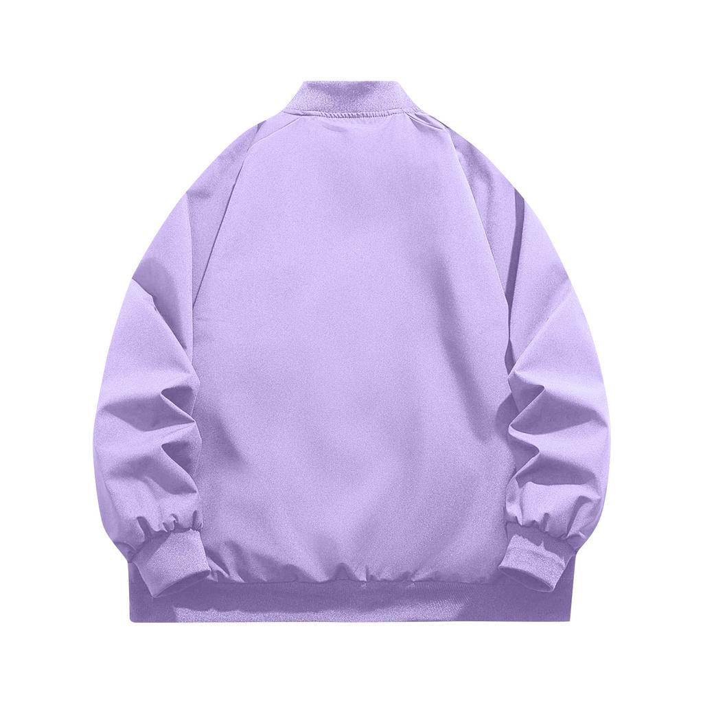 Men's Solid Color Baseball Jacket Versatile Trendy Jacket Casual Sports Stand Collar Coat