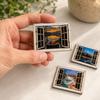 Деревянные 3D Магниты на Холодильник 6 Штук - Магнитные Наклейки с Пейзажами Окон для Кухни Домашнего Декора