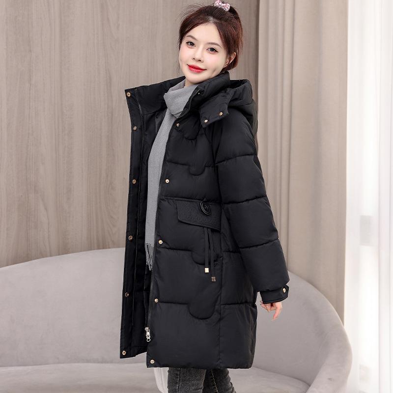 Winter New Down Cotton-padded Clothes Women's Medium and Long Loose Bread Clothes Korean Version Hooded Cotton-padded Jacket Tide