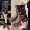 British Martin Boots Women's 2025 New Autumn Retro Women's Shoes Maillard Brown Boots Platform Black Short Boots