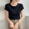 Футболка с короткими рукавами из бамбукового хлопка, женская летняя новая женская рубашка-бомбер на пуговицах, однотонная рубашка в стиле слим, модная