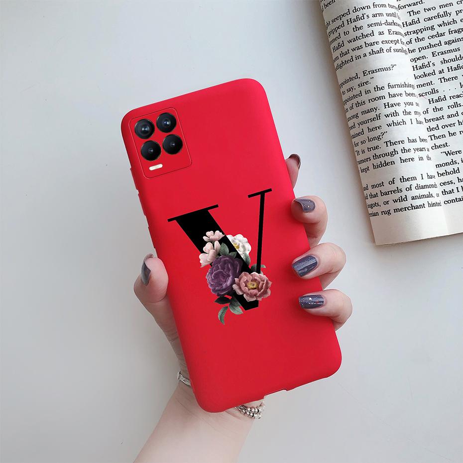 For Realme 8 Pro Case Silicon Soft Letter Monogram Flowers Phone back cover For Oppo Realme8 4G RMX3085 Realme 8 Pro Bumper Case