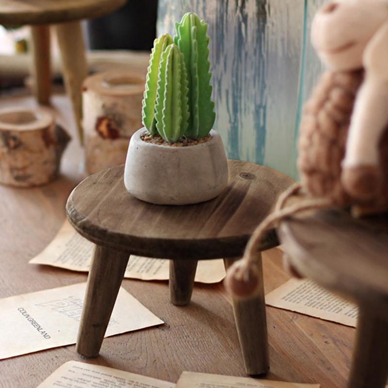 1 шт. Подставка для растений, стол, маленький круглый табурет, современная деревянная скамья, держатель для цветочного горшка в стиле ретро, реквизит для фотосъемки 19x12,5 см/23x16,5 см