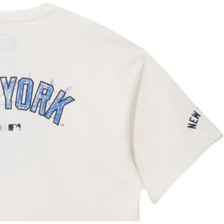 New Era FW25 MLB Нью-Йорк Янкиз Бунтарская Академия Серия Печать на спине Удобная Универсальная Свободная Повседневная Футболка с коротким рукавом Унисекс Футболка 14726605