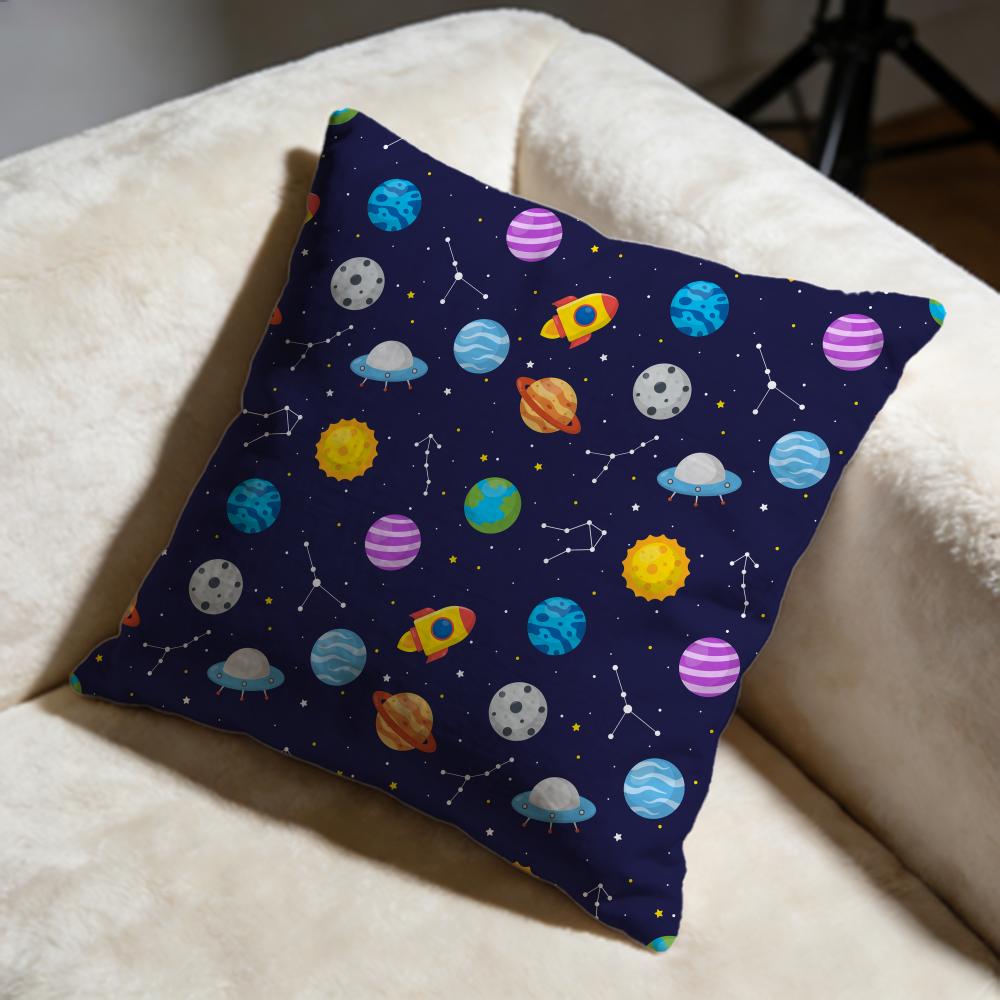 Outer Space Cartoon Cushion Cover Soft Decorative Pillow Case Suitable for Bedroom Sofa Car Travel Use