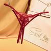 Erotic Panties Women's Sexy Lace Briefs Hollow Out  Crochet Lace Up Panty Thongs G String Open Crotch Peral Lingerie Underwear