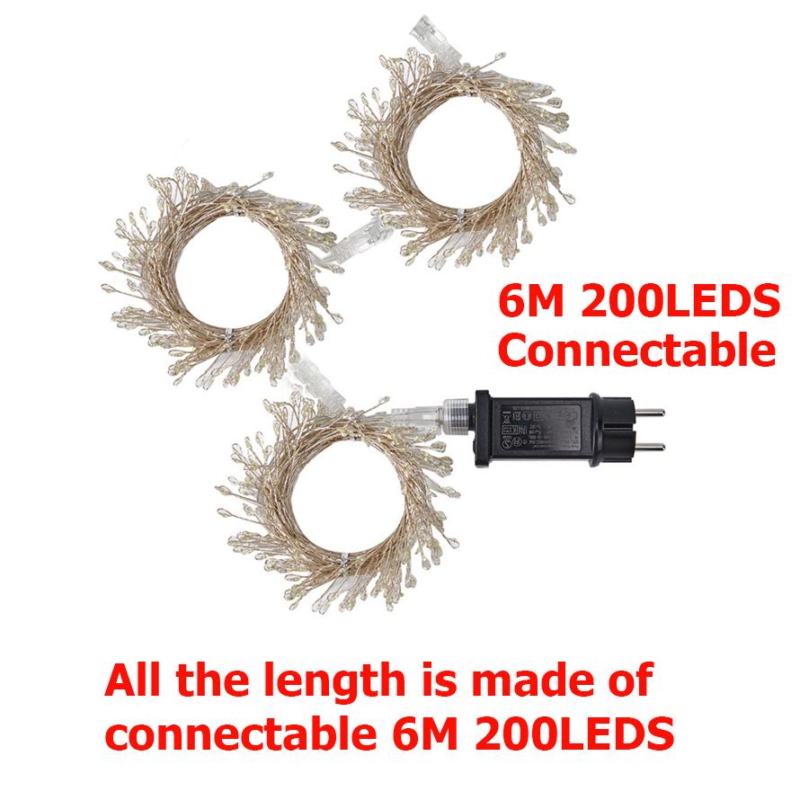 24M 48M фейерверк гирлянда уличная рождественская гирлянда медная проволока гирлянда водонепроницаемый кластер гирлянда