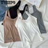 Summer New Style with Chest Cushion Integrated Cup Tank Top for Women Slim Fit and Slimming