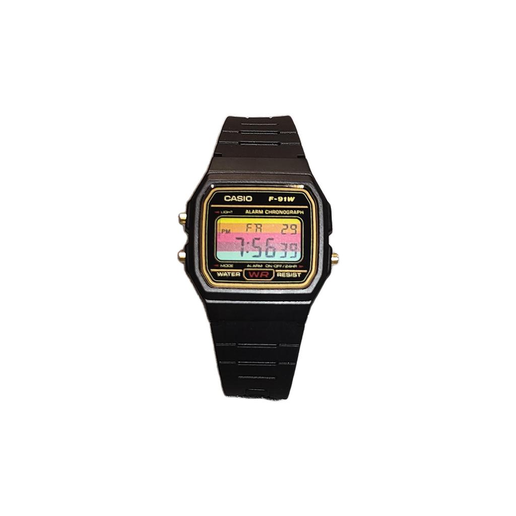 Casio Часы с кварцевым механизмом и полимерным ремешком из коллекции Custom Collection Мужские часы Черный циферблат F-91WG-9(Watch5--)