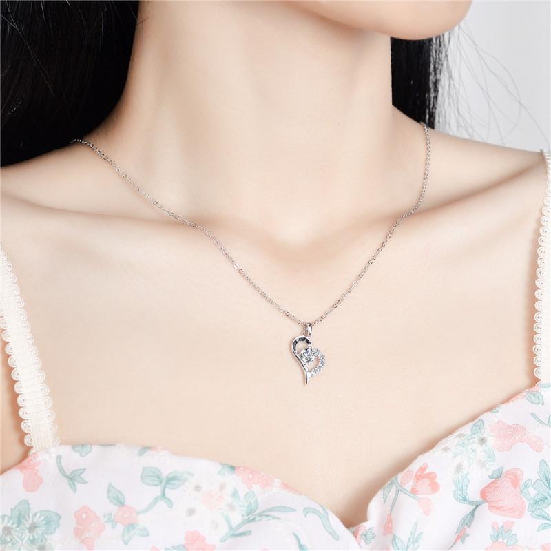 Подвеска из стерлингового серебра в форме сердца, 1 карат, ожерелье с муассанитом, женское свадебное ожерелье, пройденное тестирование бриллиантов, ювелирные изделия с муассанитом GRA