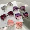 New Rimless Rhinestone Sunglasses Fashion Brand Designer Sunglasses Trendy Retro Cutting Lens Gradient Sun Glasses