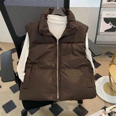 Женский осенне-зимний короткий жилет, свободная повседневная майка на одно плечо, однотонная куртка