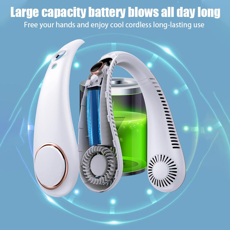 Portable Hanging Neck Fan Digital Display Power Ventilador Bladeless Neckband Fans Air Cooler USB Charging Camping Electric Fan
