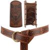 Medieval Knight Embossed Viking-Style Bracer with Adjustable O-Ring Belt for Cosplay