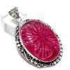 Kashmir Red Ruby Gemstone Handmade 925 Steling Silver Jewelry Pendant 2.17" O9k02