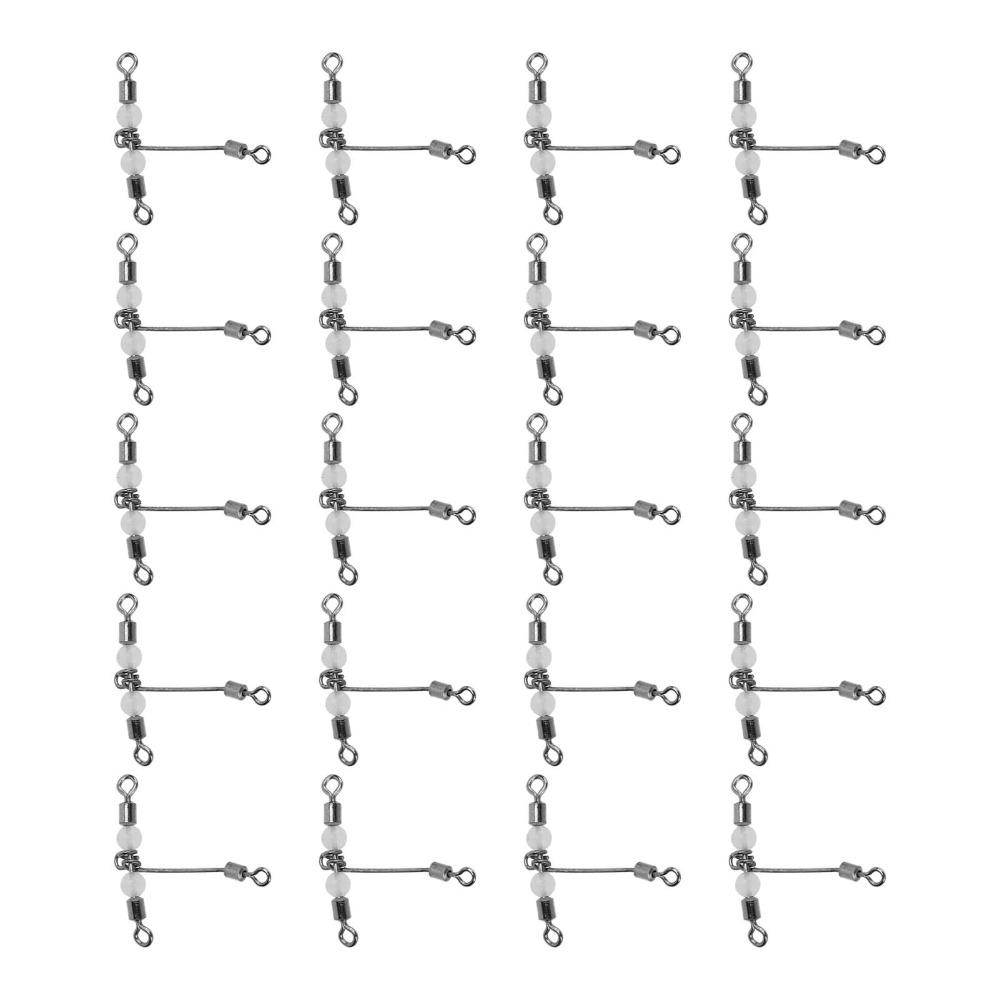 20PCS with Luminous Beads 3 Way Fishing Swivel T Shape Fishing Swivel Saltwater Fishing