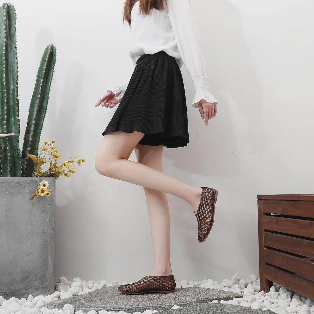 Женские дышащие сандалии-желе с закрытым носком - Повседневные летние уличные балетки