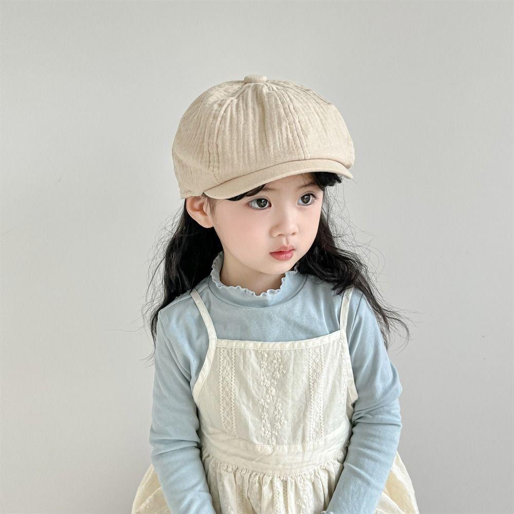Solid Color Kids Newsboy Cap Visor Baby Beret Retro Children Forward Hat Boy Girl