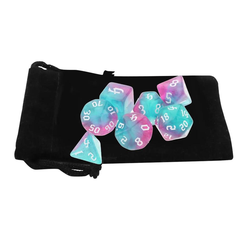 Набор акриловых многогранных кубиков, D8 D10 D12 D20, барные игрушки с мешочком для DND RPG, ролевой настольной игры, обучения математике