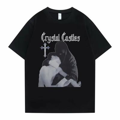 Футболки с графическим принтом Crystal Castles Мужские Женские Готические Рок Оверсайз Футболки Короткий Рукав Мужские Хип-Хоп Повседневные Винтажные Футболки