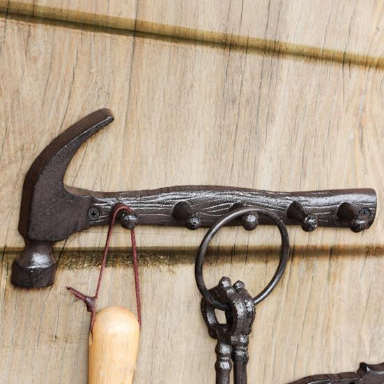 Wrench Hammer Cast Iron Metal Wall Hook Rustic Vintage Wall
