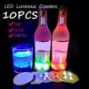 New 2/6/10PCS New Light Up Beer LED Coaster Flashing Round Shape Wine Glass Drinking Bottle Cup Luminous Mat Home Party Club Bar Supply