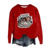 Women's Fashion Round Neck Pullover Top Long Sleeve Tee Printed Sweatshirt