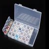 Small Jewelry Storage Box with 28 Grids, Perfect for DIY, Nail Art, Medicine & Accessories. Flat Bottom Diamond Plastic Design.