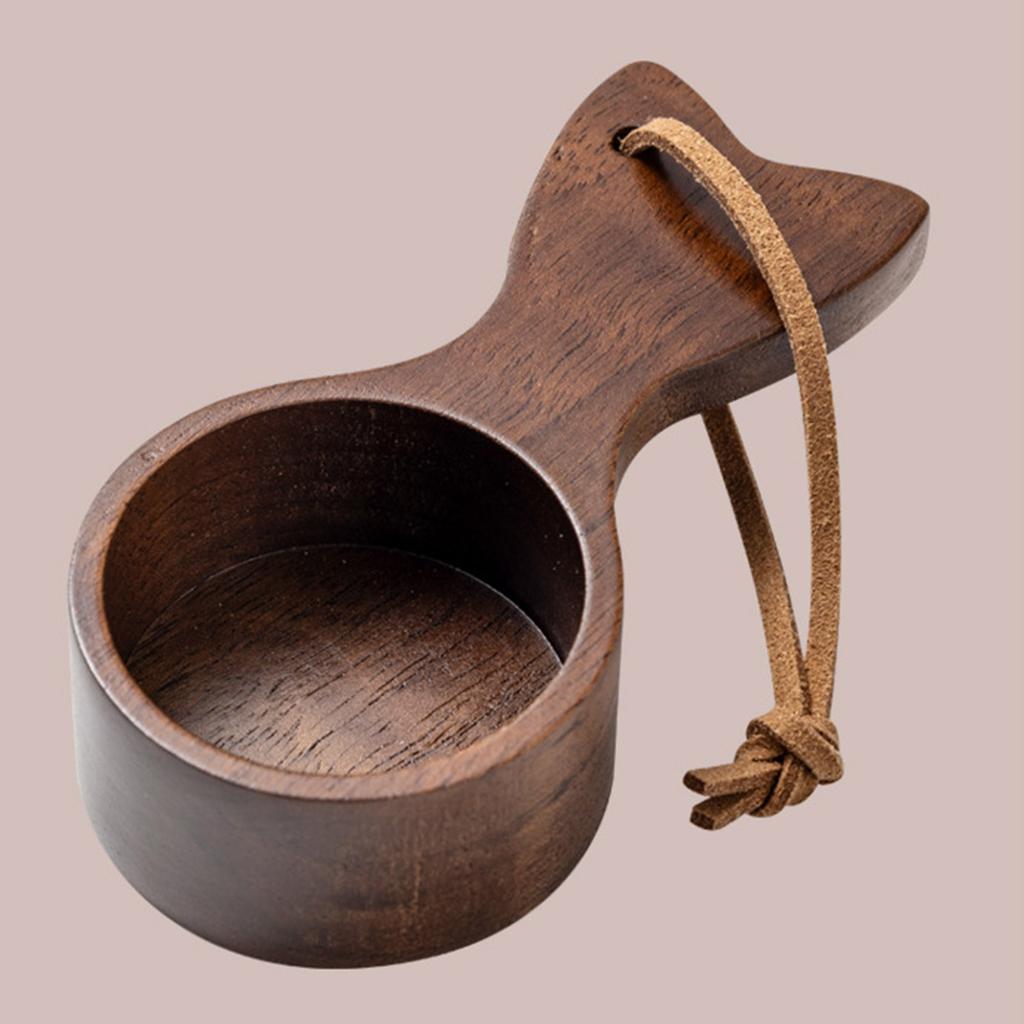 Short Handle Coffee Bean Scoop Walnut Wood Compacts Design For Precise Coffee Grounds Measuring Kitchen Tool Utensils