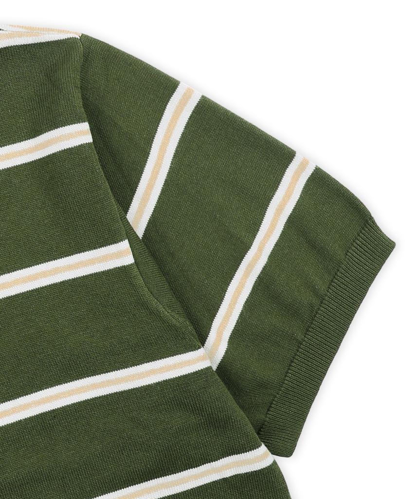 GLACK Gnt016 Mobster Striped Collar Knit (Olive)