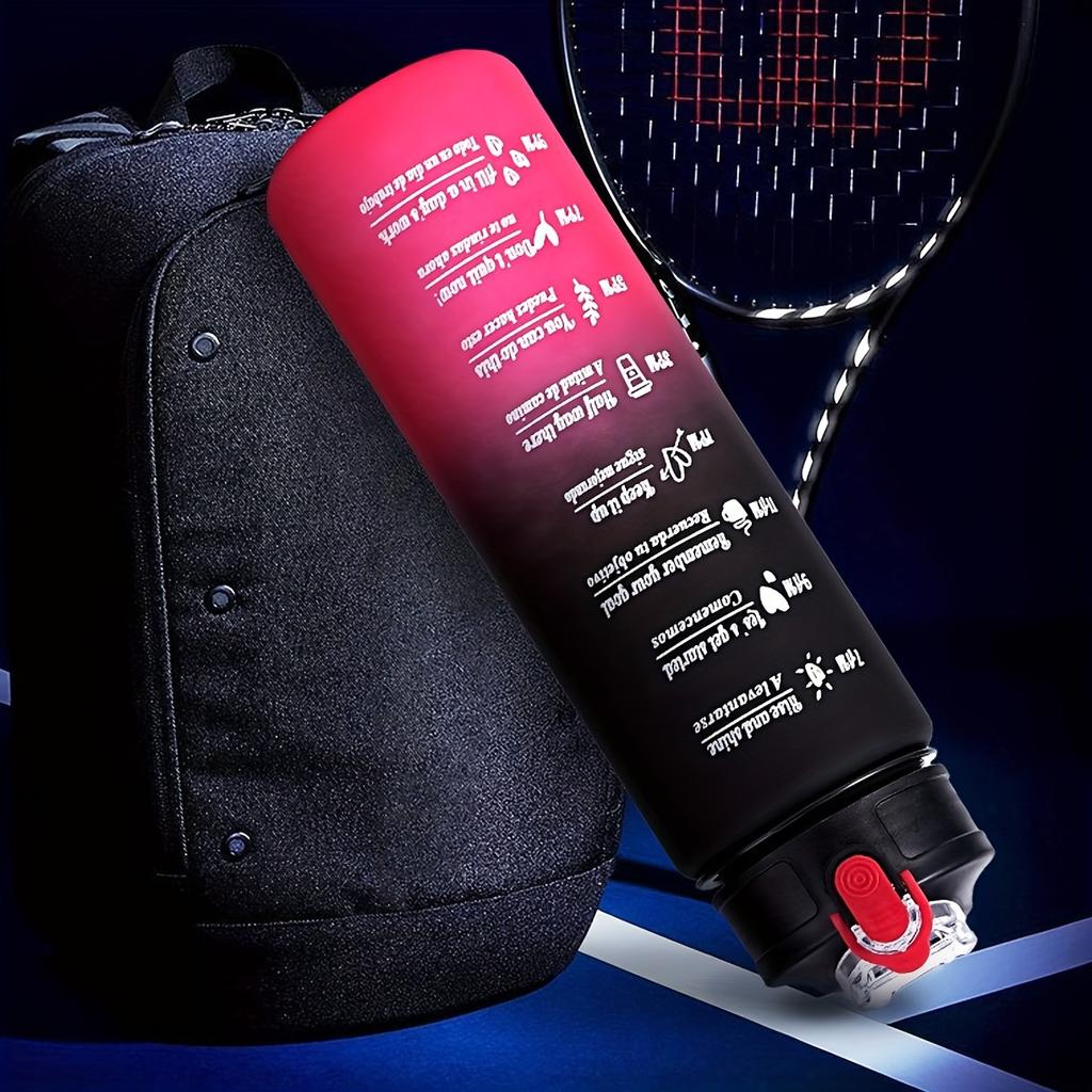 1Pc 800ml Capacity Motivational Water Bottle with Time Marker, Leakproof, with Durable Carrying Strap, for Fitness, Gym, Outdoor Sports