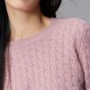 Paruo Women's 100% Cashmere Round Neck Cable Knit Sweater