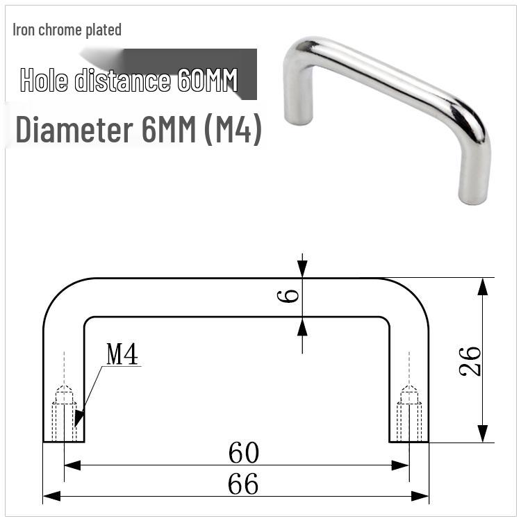 304 Stainless Steel U-Shaped Cabinet Handle, Polished Carbon Steel Round Bar Pull, available in sizes M3, M4, M5.