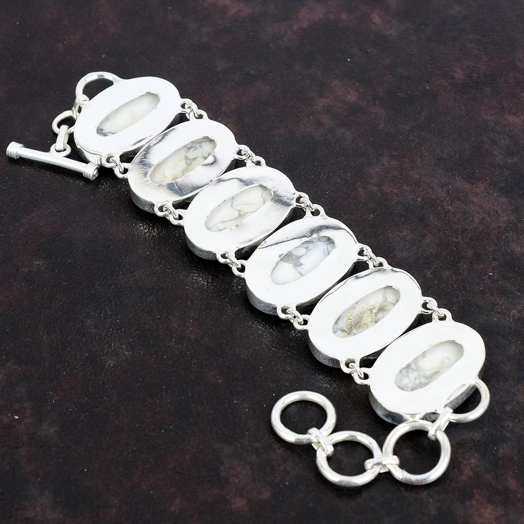 Браслет из говлита, ювелирное изделие из драгоценного камня, браслет-цепочка из стерлингового серебра 925 пробы с регулируемой длиной, очень красивый браслет из говлита ручной работы, подарок для женщин