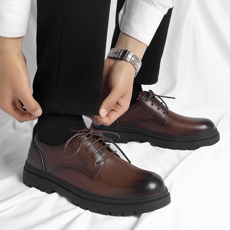 Мужские туфли 2024 года из черной кожи, увеличивающие рост, 10 см, формальные и повседневные, дышащий зимний дизайн