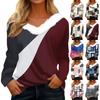 Women's T Shirt Tee Shirt Fashion Casual Long Sleeve Print Fleece Collar V Neck Top