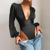 Spring Summer Ribbed Knitted Elegant Bodysuit Skinny Tops Party Sexy Cut Out Bodysuits Clothes For Women
