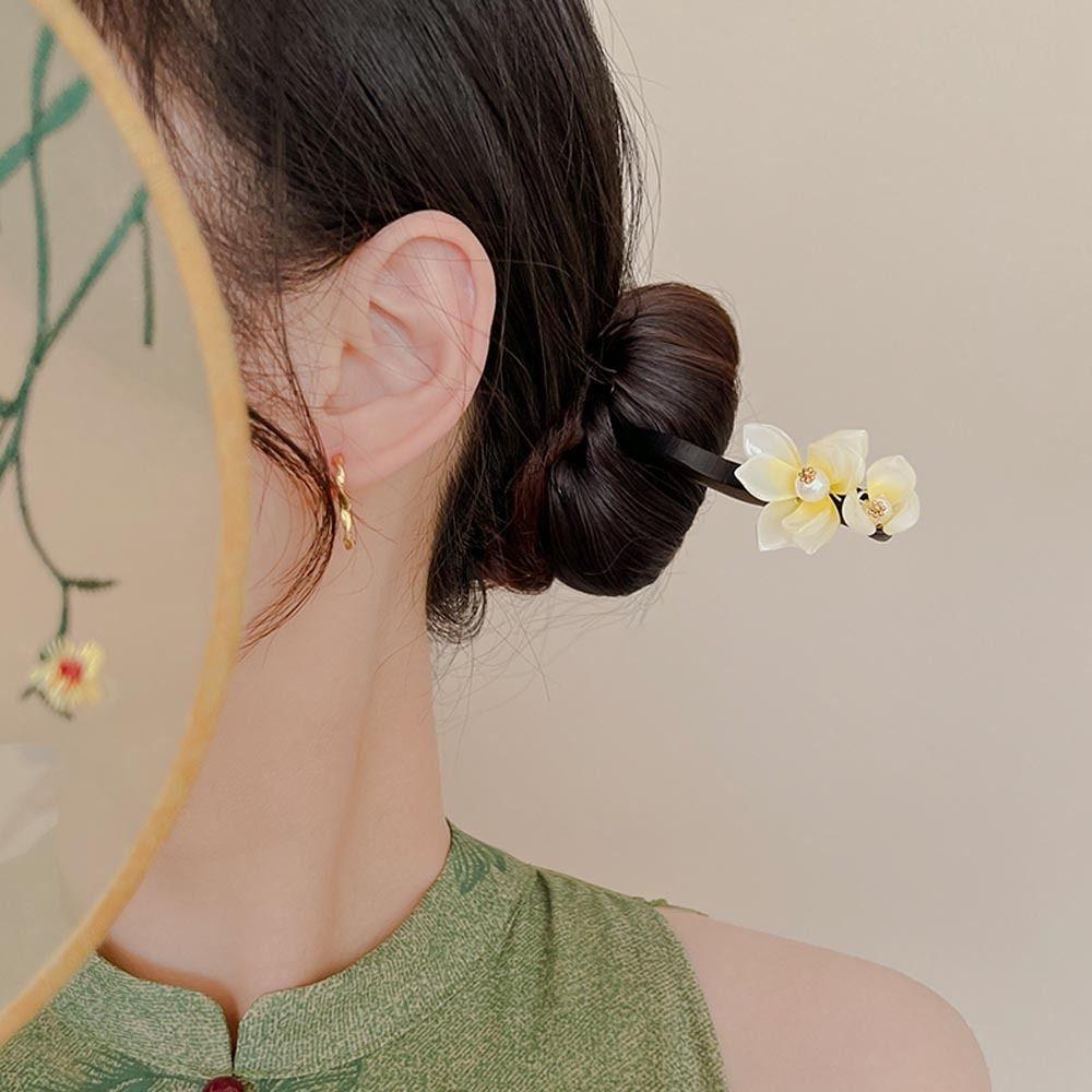 Палочки для волос из ацетата с цветком, корейские заколки Hanfu, женские палочки для волос, китайская вилка для волос, деревянная заколка для волос
